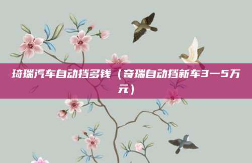 琦瑞汽车自动挡多钱(奇瑞自动挡新车3一5万元)