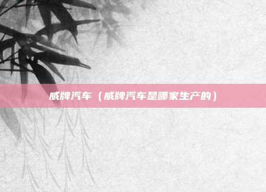 威牌汽车(威牌汽车是哪家生产的)