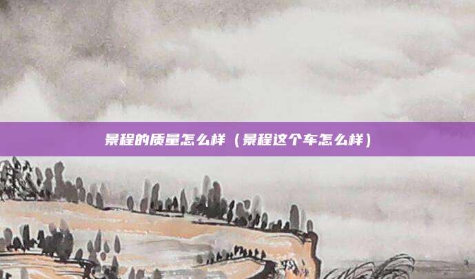 景程的质量怎么样(景程这个车怎么样)