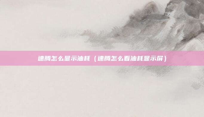 速腾怎么显示油耗(速腾怎么看油耗显示屏)
