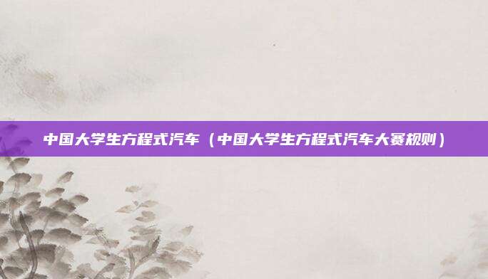 中国大学生方程式汽车(中国大学生方程式汽车大赛规则)