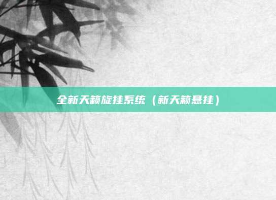 全新天籁旋挂系统(新天籁悬挂)