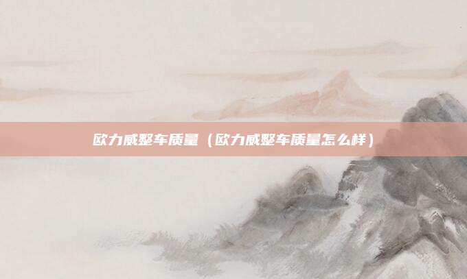 欧力威整车质量(欧力威整车质量怎么样)
