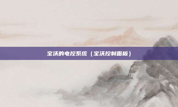 宝沃的电控系统(宝沃控制面板)