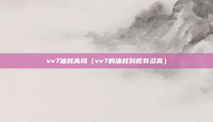 vv7油耗高吗（vv7的油耗到底有多高）