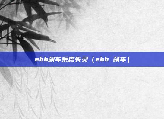 ebb刹车系统失灵(ebb 刹车)