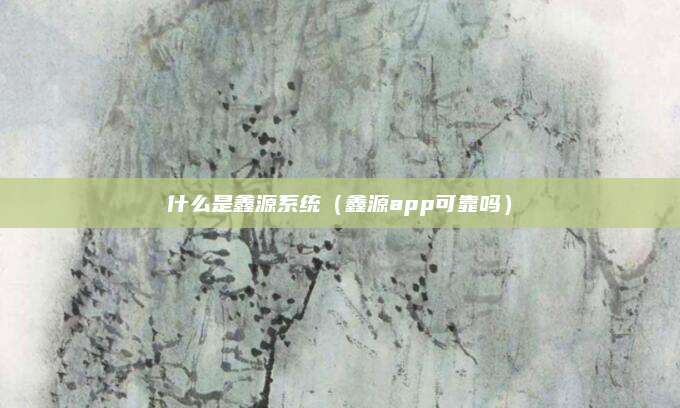 什么是鑫源系统(鑫源app可靠吗)