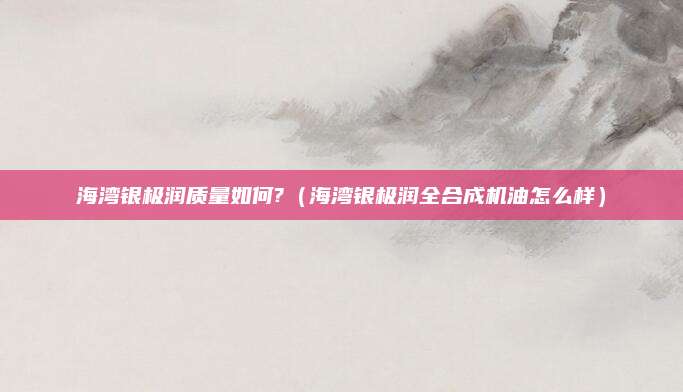 海湾银极润质量如何?(海湾银极润全合成机油怎么样)