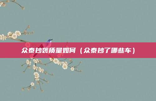 众泰抄袭质量如何(众泰抄了哪些车)