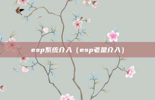 esp系统介入(esp老是介入)