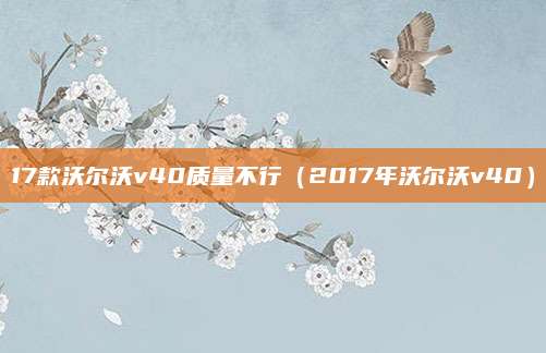17款沃尔沃v40质量不行(2017年沃尔沃v40)