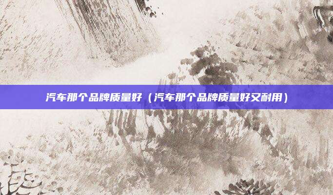 汽车那个品牌质量好（汽车那个品牌质量好又耐用）