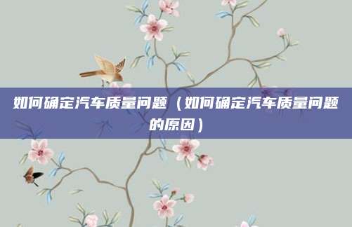 如何确定汽车质量问题（如何确定汽车质量问题的原因）