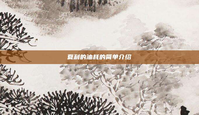 夏利的油耗的简单介绍