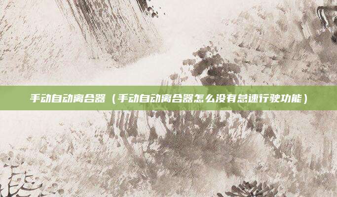 手动自动离合器(手动自动离合器怎么没有怠速行驶功能)