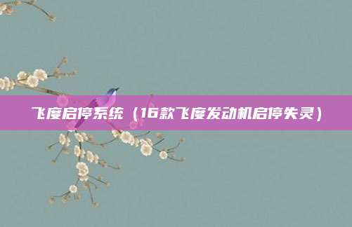 飞度启停系统(16款飞度发动机启停失灵)