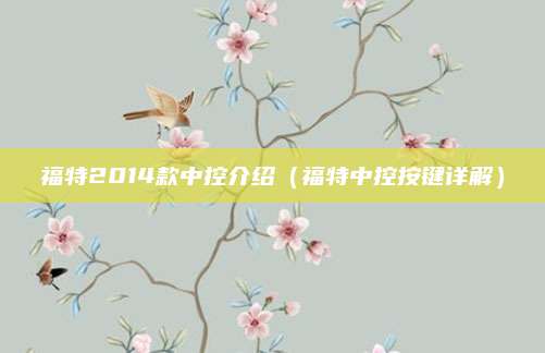 福特2014款中控介绍(福特中控按键详解)
