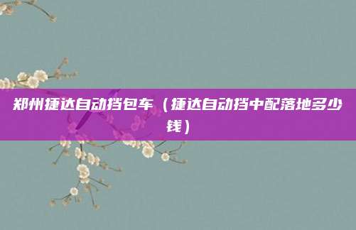 郑州捷达自动挡包车(捷达自动挡中配落地多少钱)